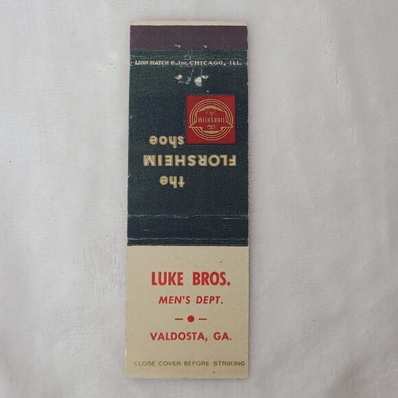 Vintage Matchbook Cover Luke Bros Mens Dept Valdosta GA Georgia Florsheim Shoes - Picture 3 of 4